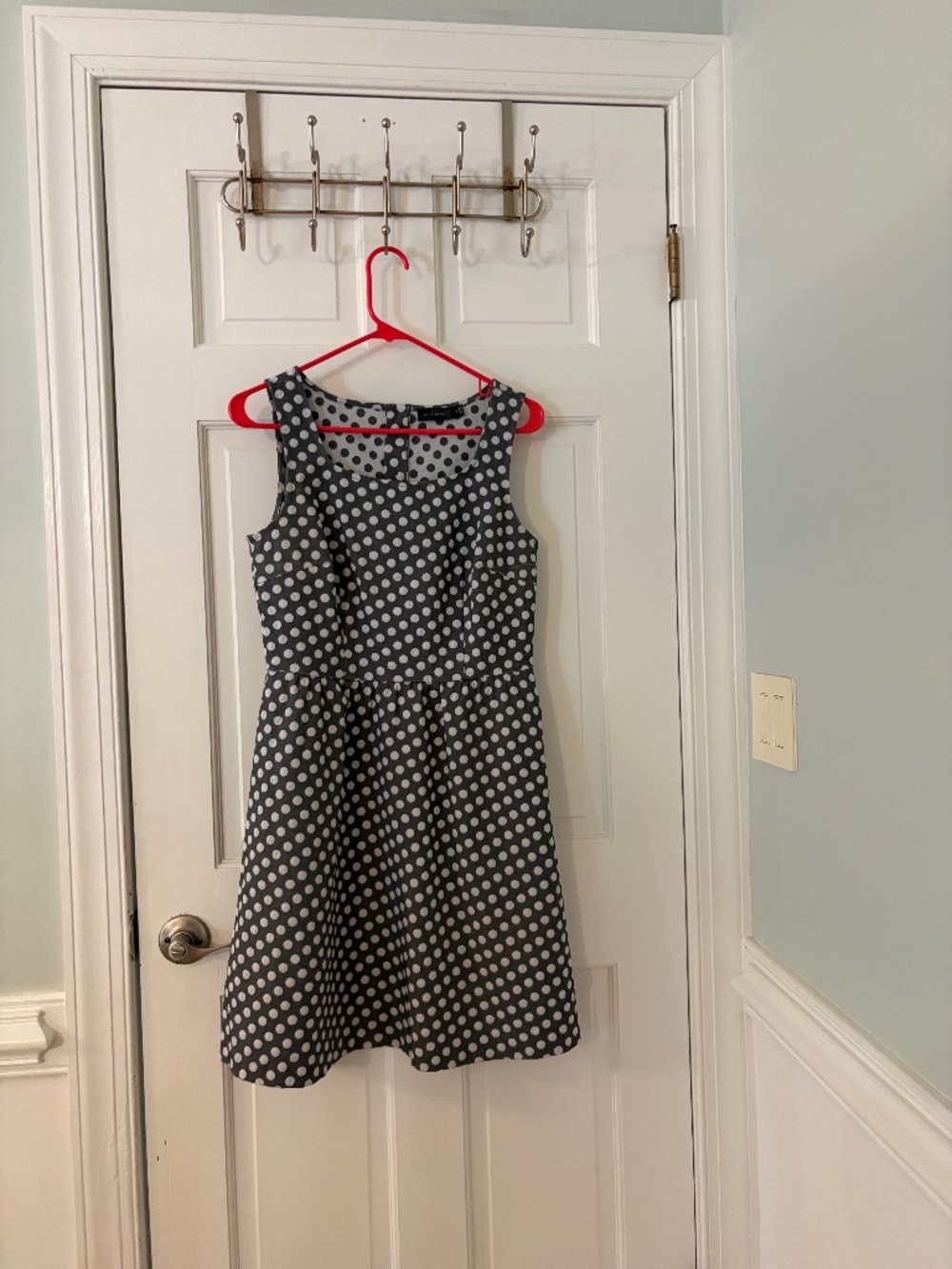 Grey White Polka Dot Sleeveless A-Line Fit and Flare Dress